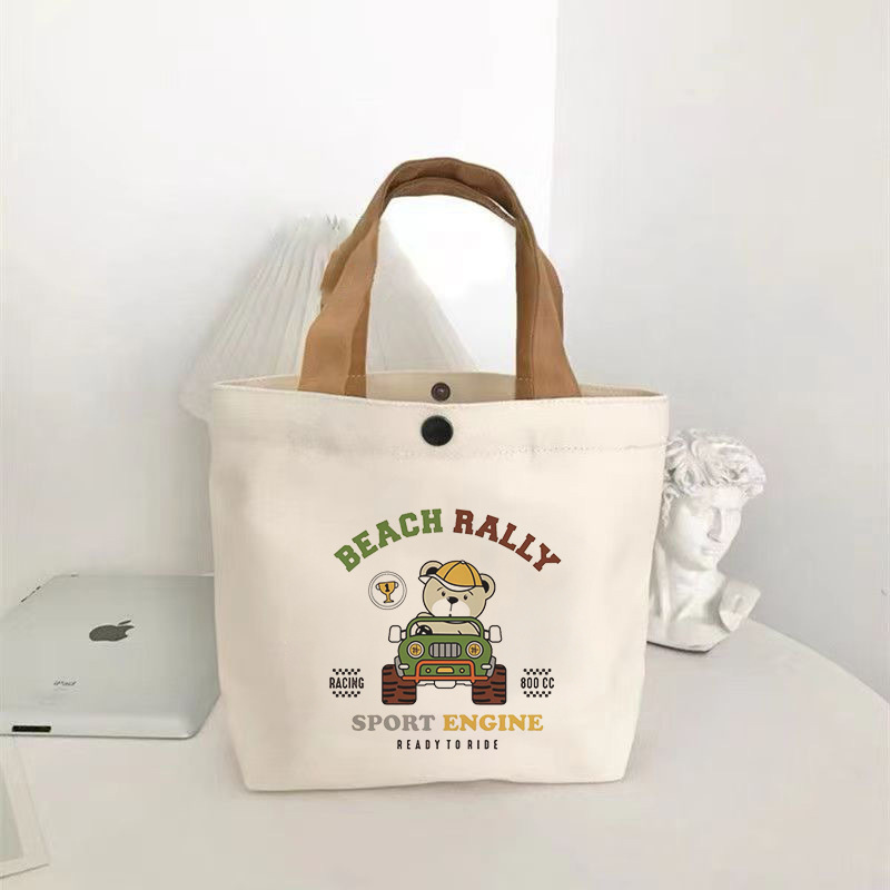 [newcomer 0.01 free shipping] bear canvas bag portable trumpeter carrying bento lunch box work handbag wholesale full figure
