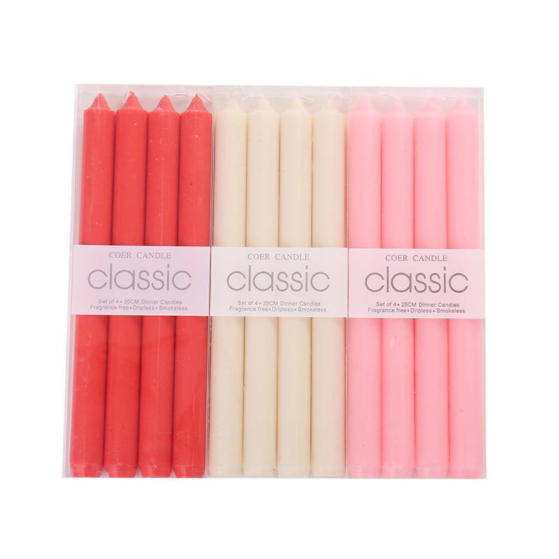 european-style classic red and white straight pole candle power failure emergency long brush holder candle romantic wedding candlelight dinner props cross-border Item Picture