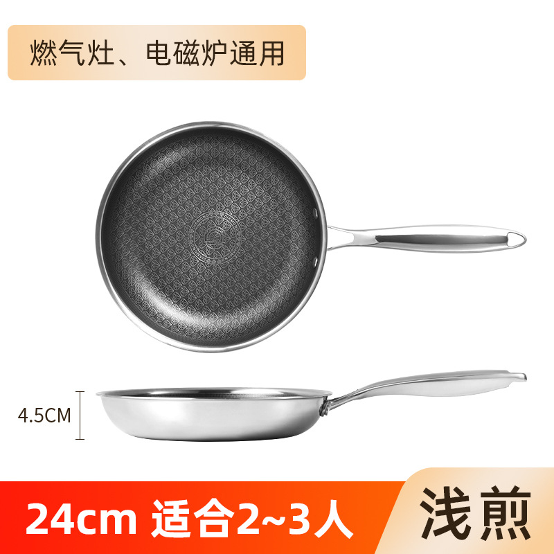 316 stainless steel honeycomb non-stick pan household induction cooker gas stove general cookware pan frying pan set Application Scenario