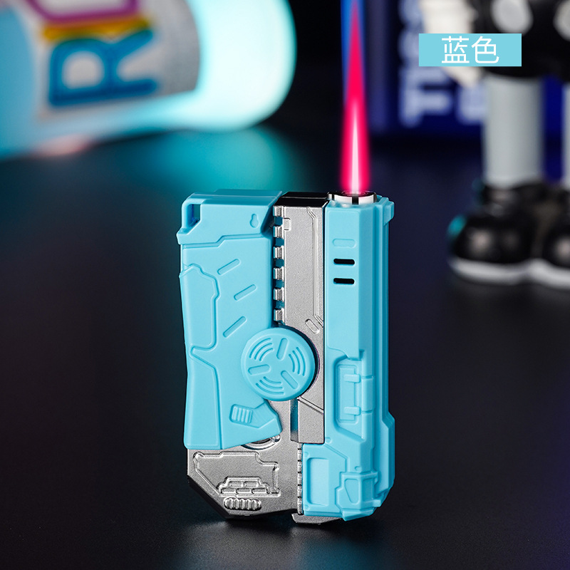 gyro lighter two-in-one folding rotating decompression new deformation internet celebrity gift lighter gift smoking set details Picture