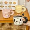 ceramic mug with cover spoon good-looking cup gift female household water cup cute couple coffee and breakfast cup Application Scenario