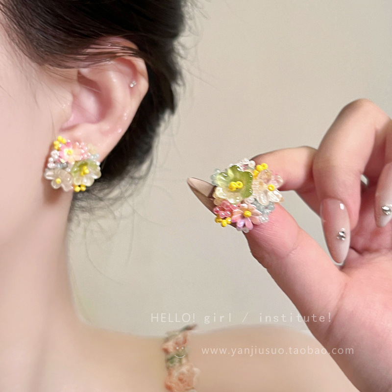 fairy butterfly flowers collection ~ sterling silver needle light luxury finely inlaid stud earrings female 2025 new popular yiwu earrings details Picture