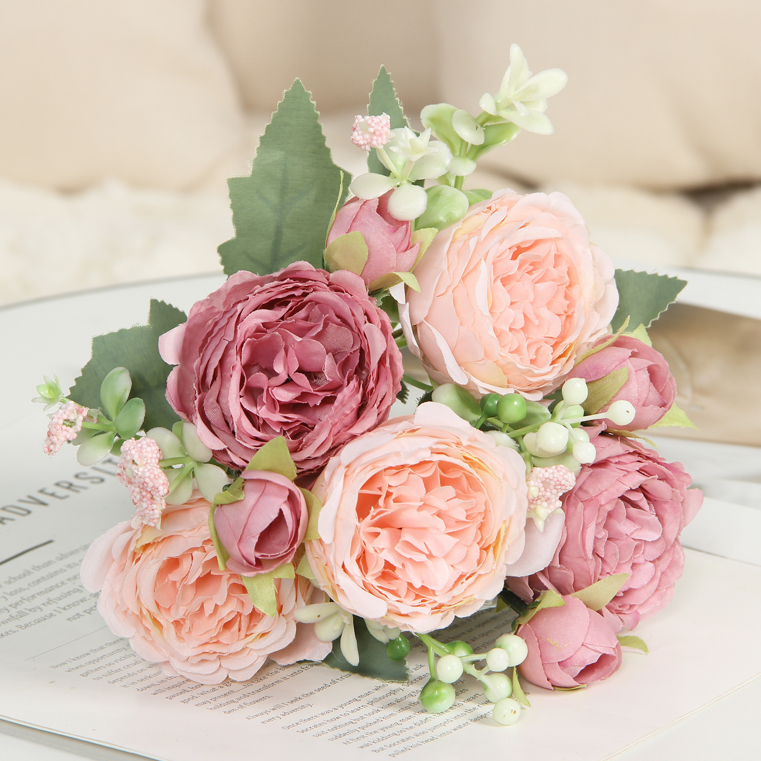 in stock wholesale home decoration simulation fake flower small handle bunch of roses wedding decoration simulation 5 persian roses Application Scenario