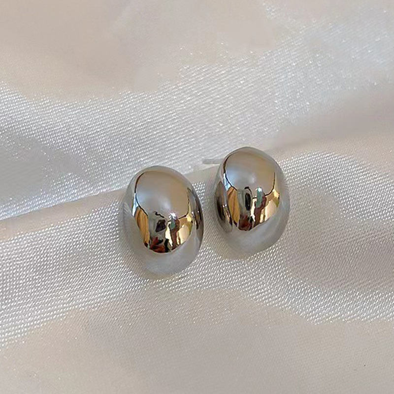european and american sterling silver needle real gold plating little golden beans earrings instafamous metal earrings simple wild earrings full figure
