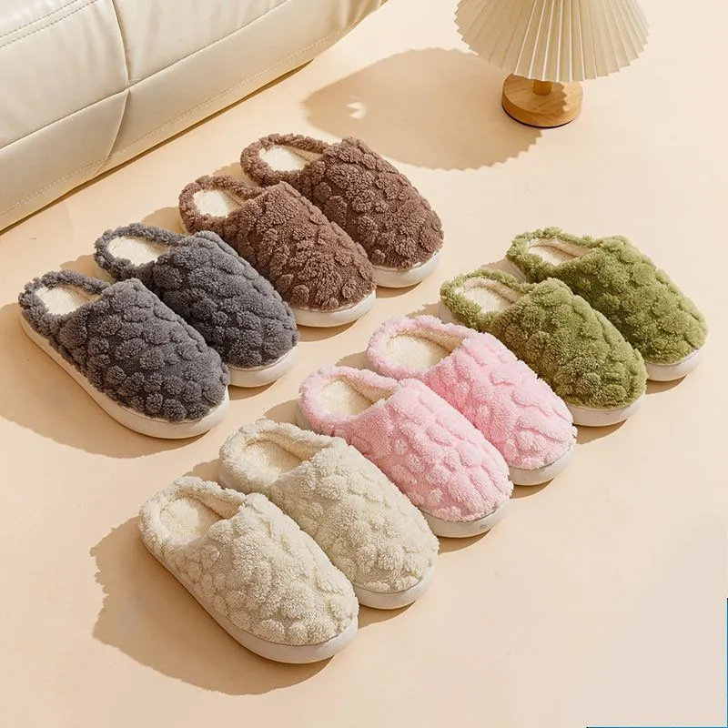 2024 autumn and winter home cotton slippers confinement slippers men and women couple's indoor non-slip silent cotton slippers fleece-lined warm Specification drawing