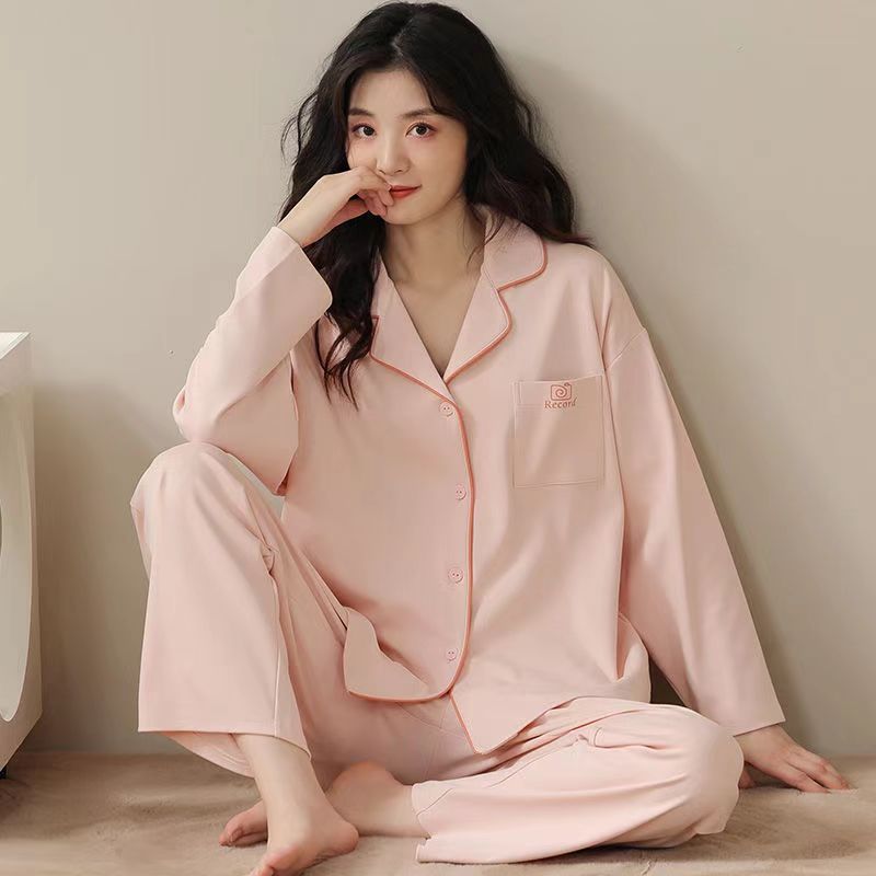 women's cotton pajamas spring and autumn cotton homewear suit women's long-sleeved pajamas spring and autumn women's wild details Picture