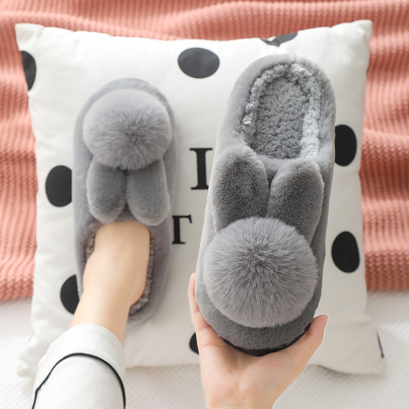 cotton slippers women's winter thick bottom non-slip three-dimensional plush warm home indoor couple cute outdoor bag heel confinement shoes Specification drawing