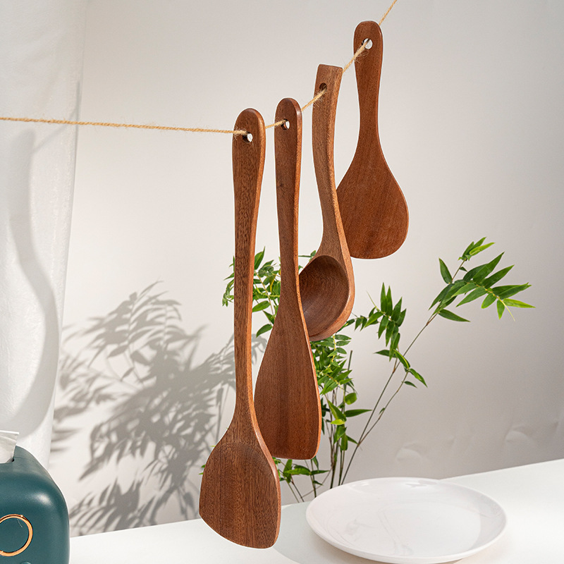 ebony household wood spatula non-stick pan spatula new chinese spatula wholesale cooking spoon and shovel kitchenware set details Picture