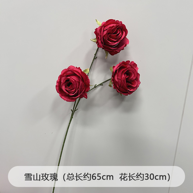 creative wedding red flower wedding hall decorative silk flower party show window decoration fake flower single hydrangea rose flower arrangement full figure