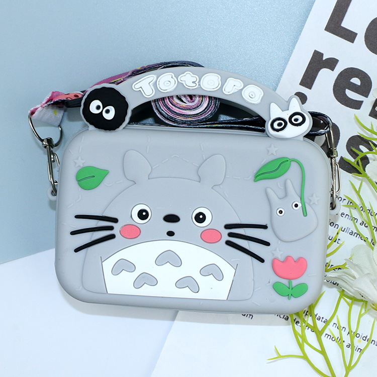 spot cartoon silicone handbag  children mini crossbody pouch silicone coin purse headset storage bag full figure