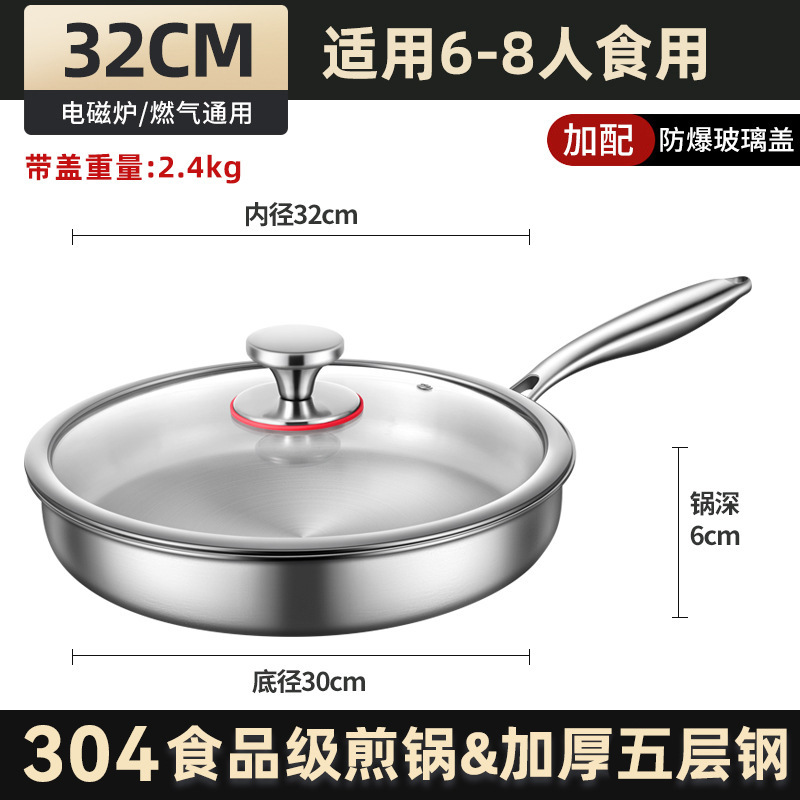 uncoated frying pan exclusive for cross-border stainless steel pan frying pan egg frying pan steak roasting pot frying pan details Picture