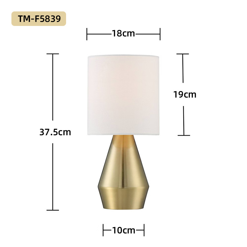 cross-border table lamp bedside high-grade modern chinese style hotel table lamp living room bedroom metal fabric large table lamp full figure