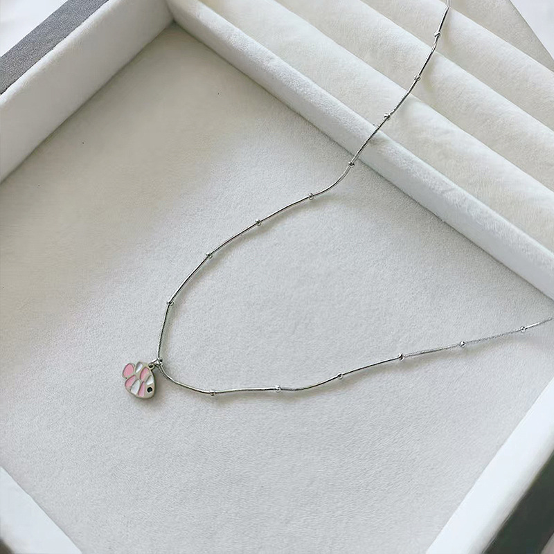 titanium steel freshwater pearl pearl pendant necklace korean style ins simple clavicle chain non-fading fashion all-matching necklace details Picture