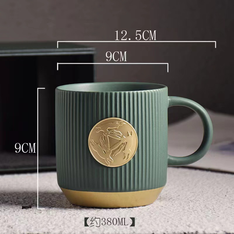 xingba style ceramic bronze mug office coffee cup desktop cup ceramic water cup advertising gift printed logo Item Picture