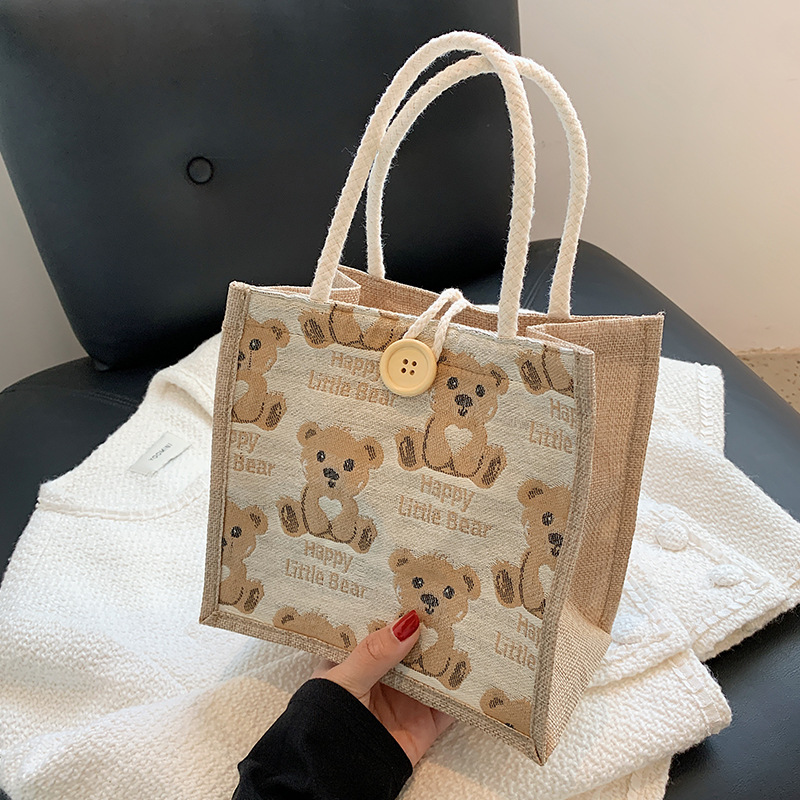 cute bear lunch box lunchbox bag 2022 summer new fashion out hand bag ins shoulder bag details Picture