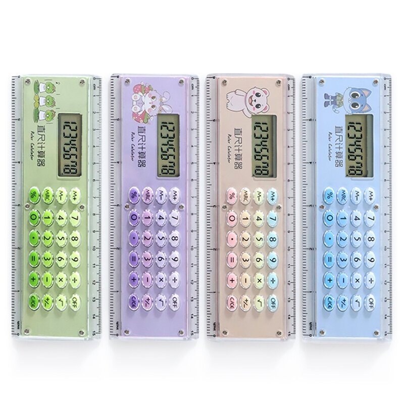 creative ruler calculator cartoon student school supplies double-sided stripe 15cm mini electronic gift feet computer Application Scenario