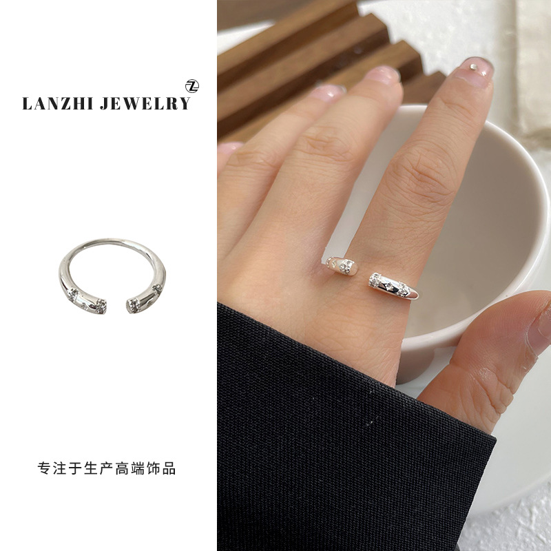 lan zhi niche ring female ins style light luxury ornament high-grade exquisite stylish opening 925 sterling silver ring Specification drawing