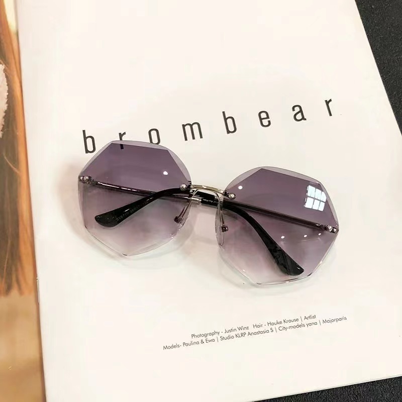 ty3001 uv-proof sunglasses fashion frameless trimming sunglasses korean women's retro outdoor cover glasses details Picture