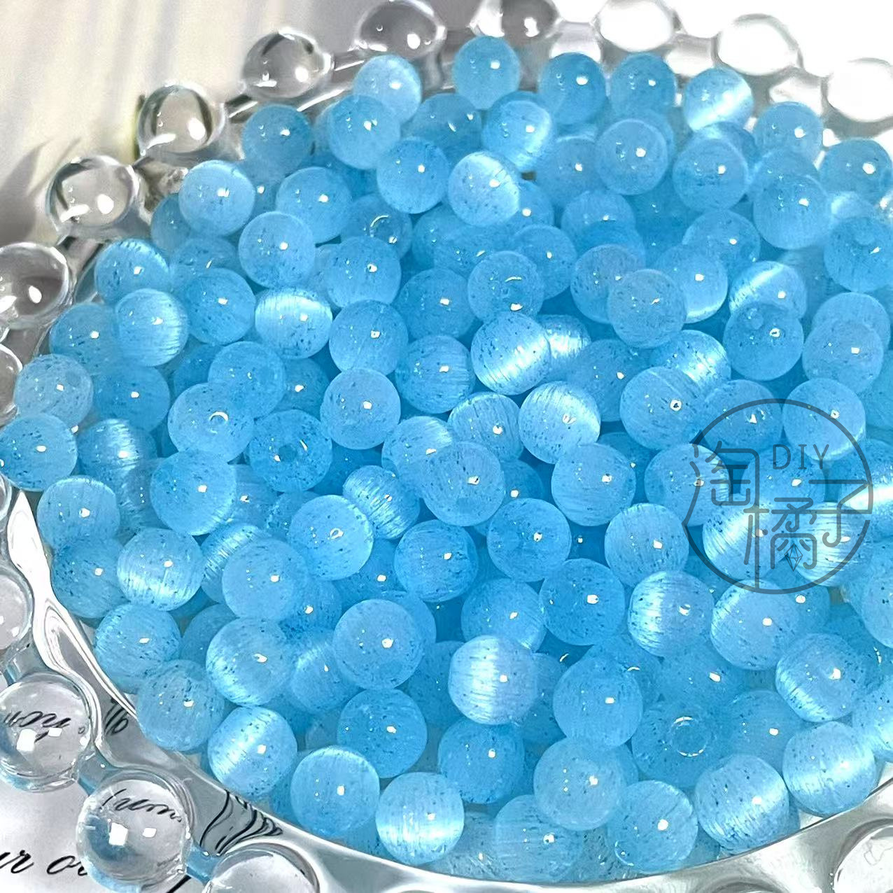 6mm super excellent  eye bead straight hole round beads glass beads handmade diy beaded necklace bracelet mobile phone charm scattered beads details Picture