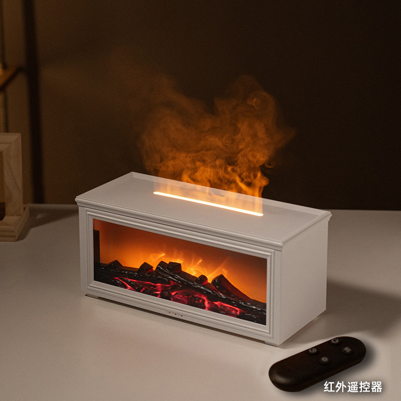 fireplace aroma diffuser 3d simulation flame ambience light essential oil creative small household cross-border wood grain air humidifier Application Scenario