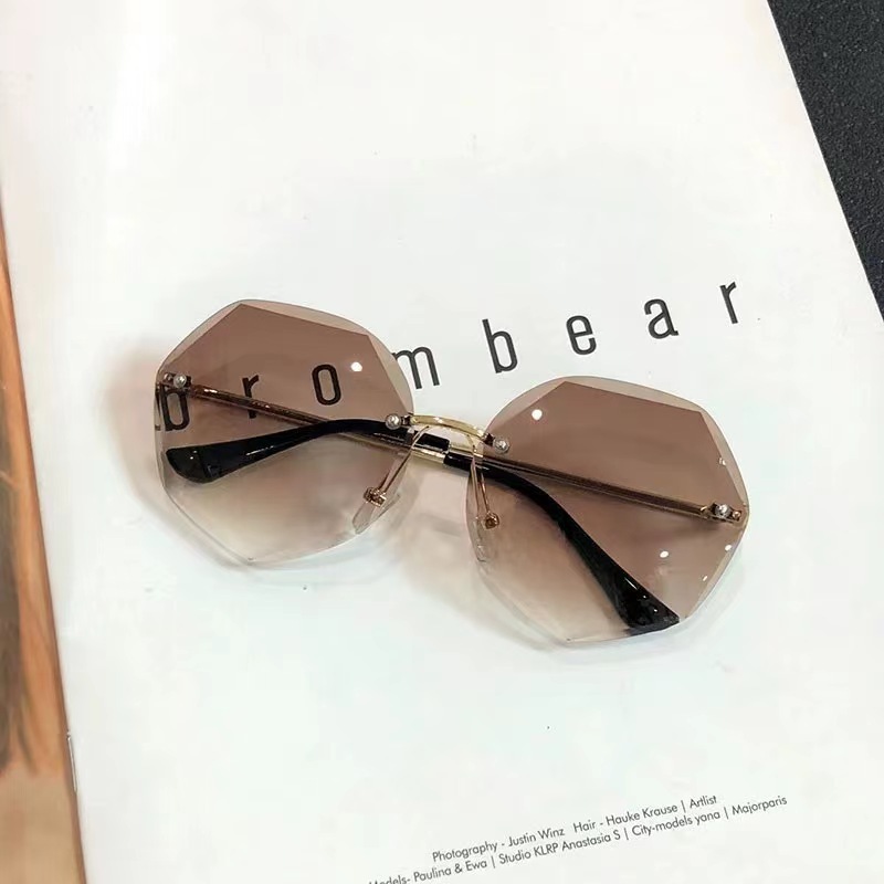 ty3001 uv-proof sunglasses fashion frameless trimming sunglasses korean women's retro outdoor cover glasses full figure