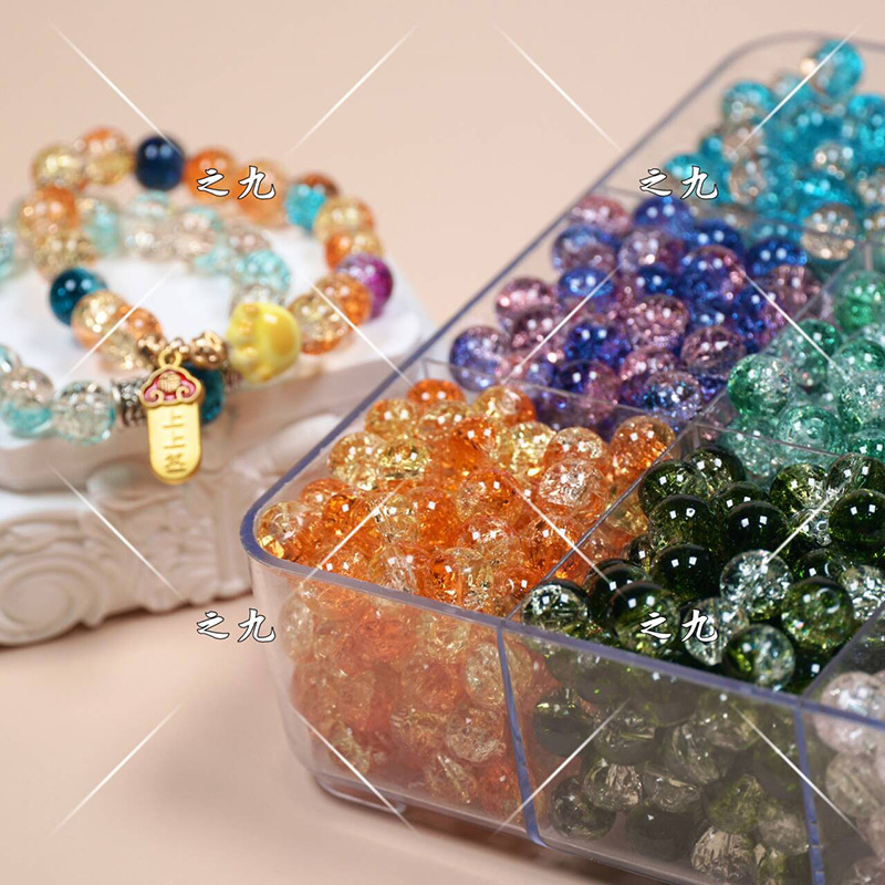 wholesale 10mm ice crack popcorn glass bead transparent glass scattered beads diy handmade bracelet necklace material full figure