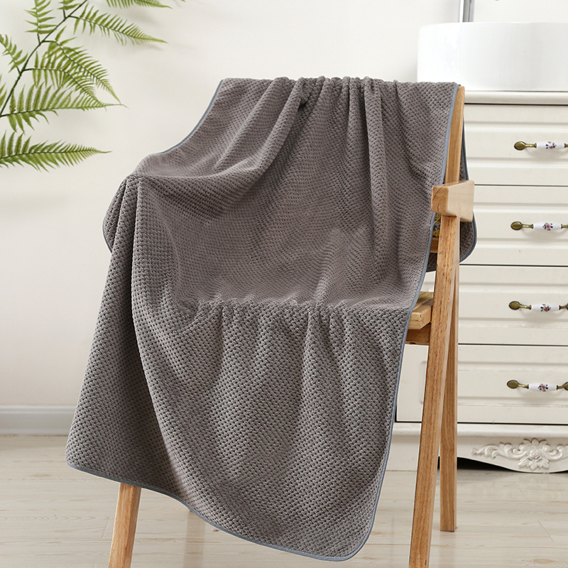 pineapple plaid thick coral fleece bath towel than pure cotton water-absorbing quick-drying beach towel big towel wedding favors wholesale details Picture