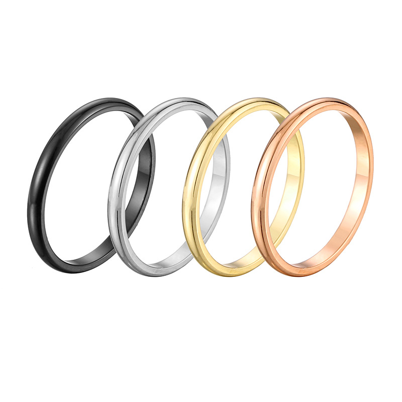 european and american new fashion simple glossy titanium steel ring 18k rose gold plated spherical stainless steel couple ring female Item Picture