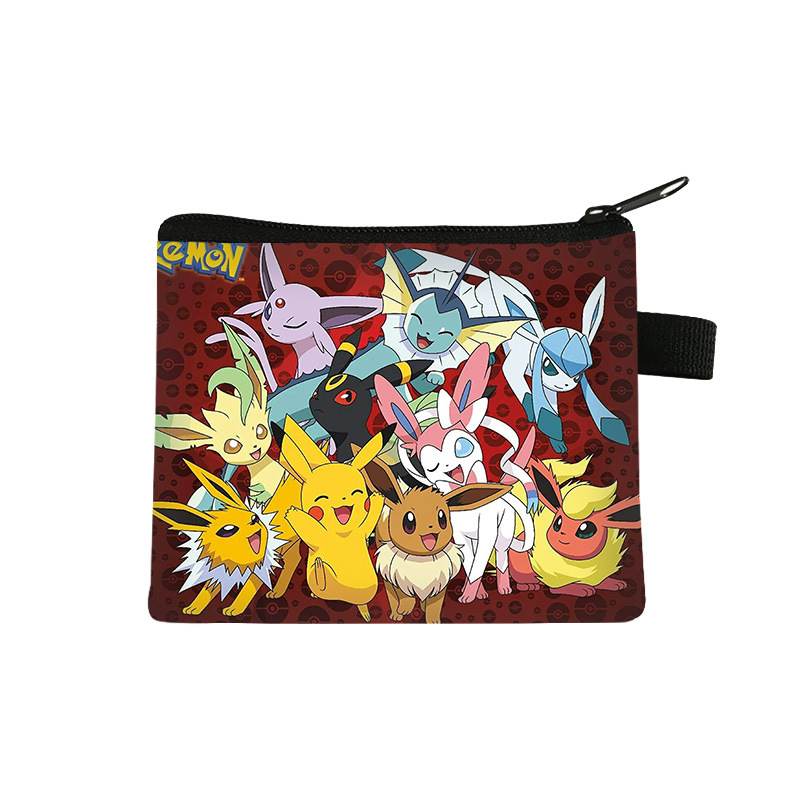 25 new pikachu printing children coin purse student portable card holder coin key storage bag polyester wallet details Picture