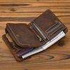 new vintage leather short wallet with zipper coin pocket snap button wallet crazy horse leather two fold multiple card slots wallet Specification drawing