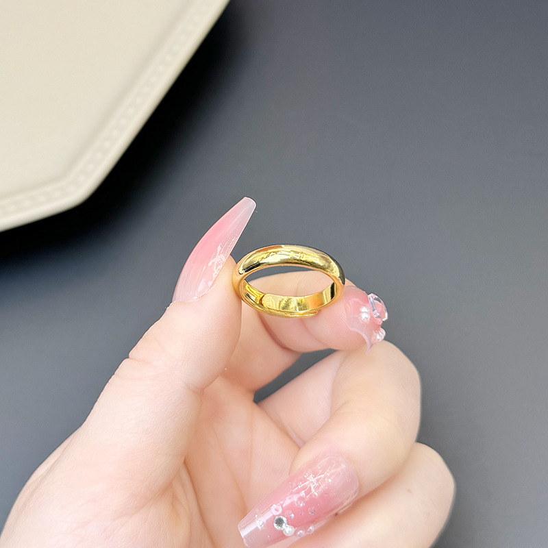 vietnam placer gold ring couple men and women no color fading open-end polished copper alloy simple bracelet imitation gold ring Specification drawing
