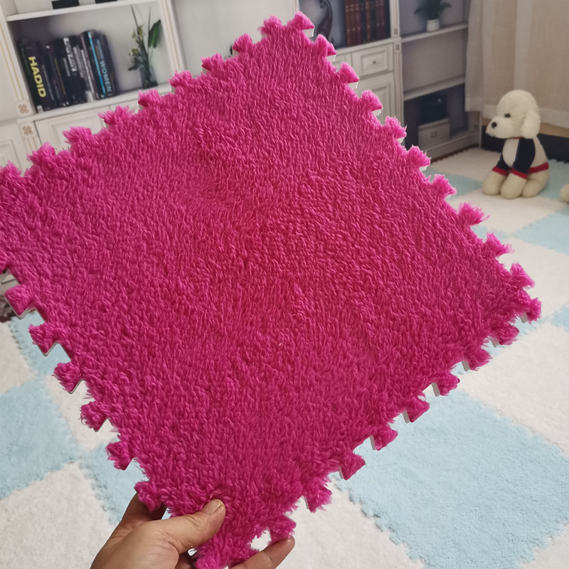 pile floor covering bedroom splicing blocks thickened floor mat living room large area fully covered light luxury bedside blanket balcony cushions details Picture
