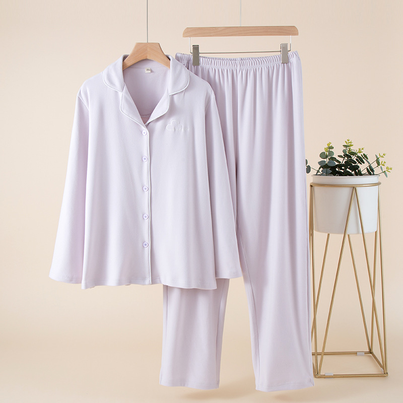 autumn new dralon women's pajama suit long-sleeved trousers can be worn outside insulation soft and comfortable details Picture