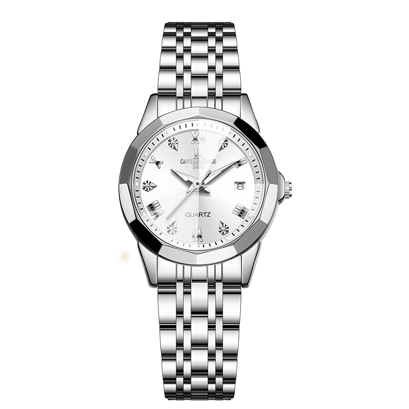 one piece dropshipping fashion couple quartz watch men's electronic watch double calendar waterproof student watch girl temperament details Picture