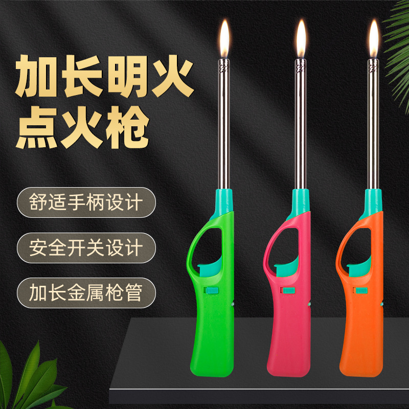 long brush holder igniter gun lighter lengthened burning torch inflatable gas stove open flame long mouth lighter fire stick firewood details Picture