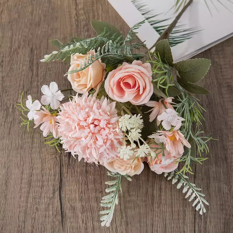 artificial rose hydrangea european 7 fork peony combination bouquet wedding bouquet home artificial flower artificial flower wholesale details Picture