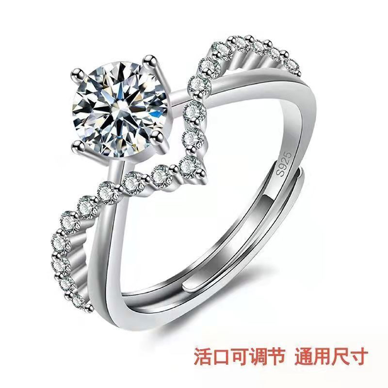 tiktok kuaishou internet hot imitation moissanite diamond ring simulation diamond female light luxury minority advanced exquisite ring ratio Application Scenario