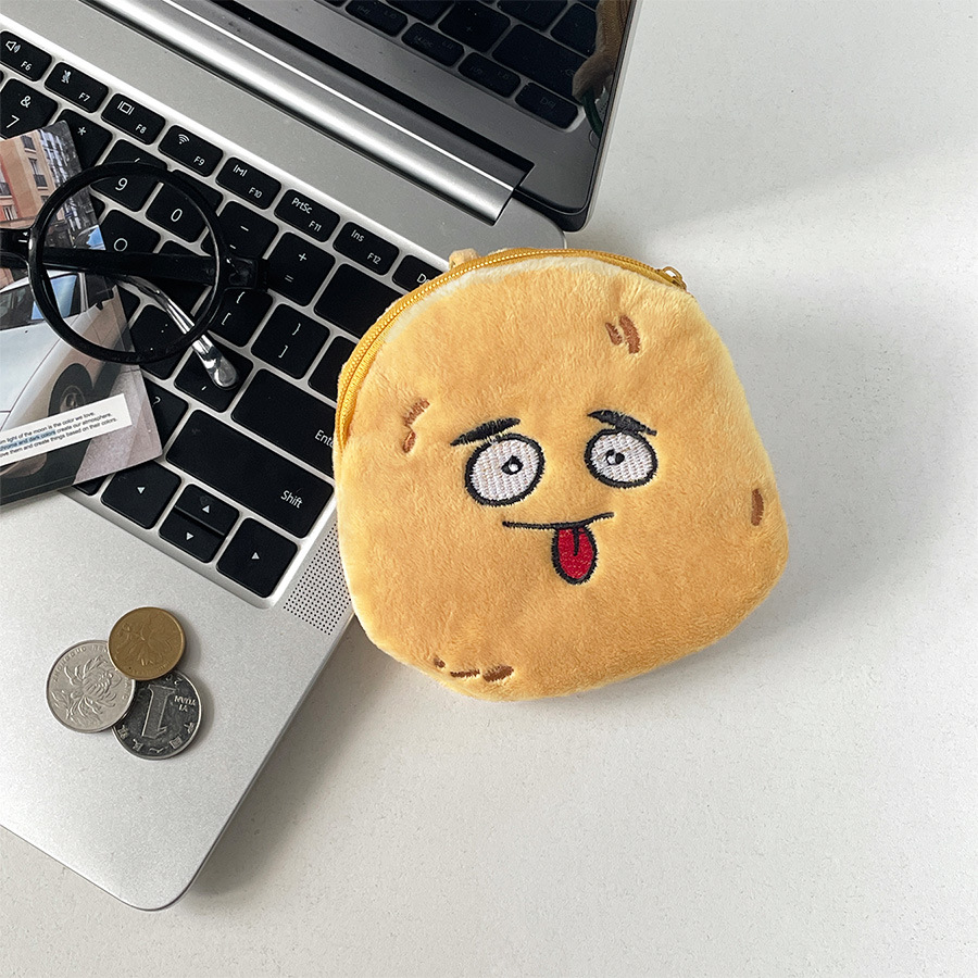 cute yellow skin potato plush coin purse simulation potato keychain earphone bag coin portable storage bag wholesale details Picture