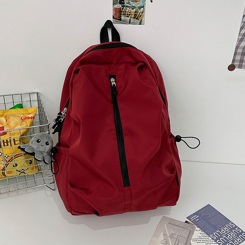 backpack women's travel lightweight outdoor leisure climbing backpack simple solid color early high school student schoolbag large capacity full figure