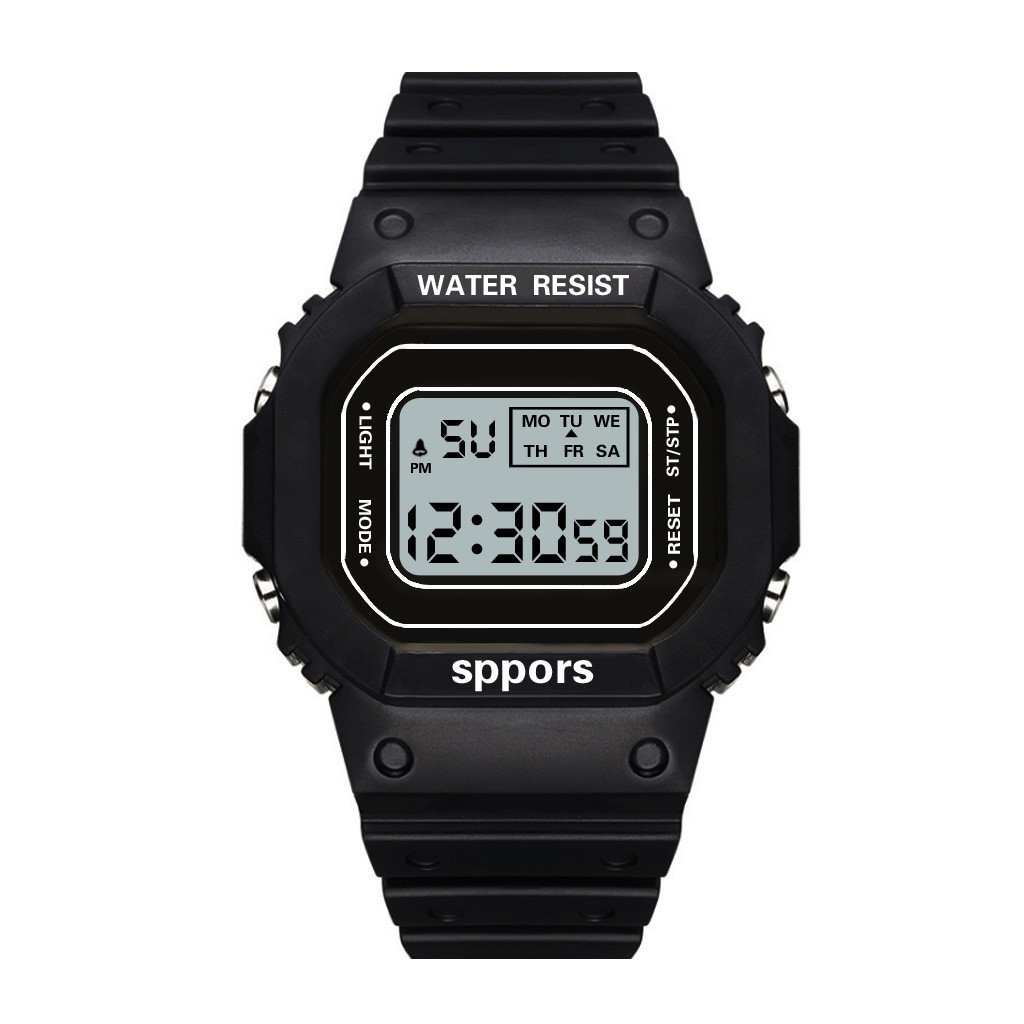matcha green solid color square couple led electronic watch multi-functional male and female middle school students luminous fashion electronic hand Application Scenario