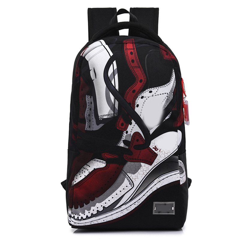 large capacity oxford cloth sewing line backpack fashionable graffiti letter backpack fashionable all-match printed student schoolbag details Picture