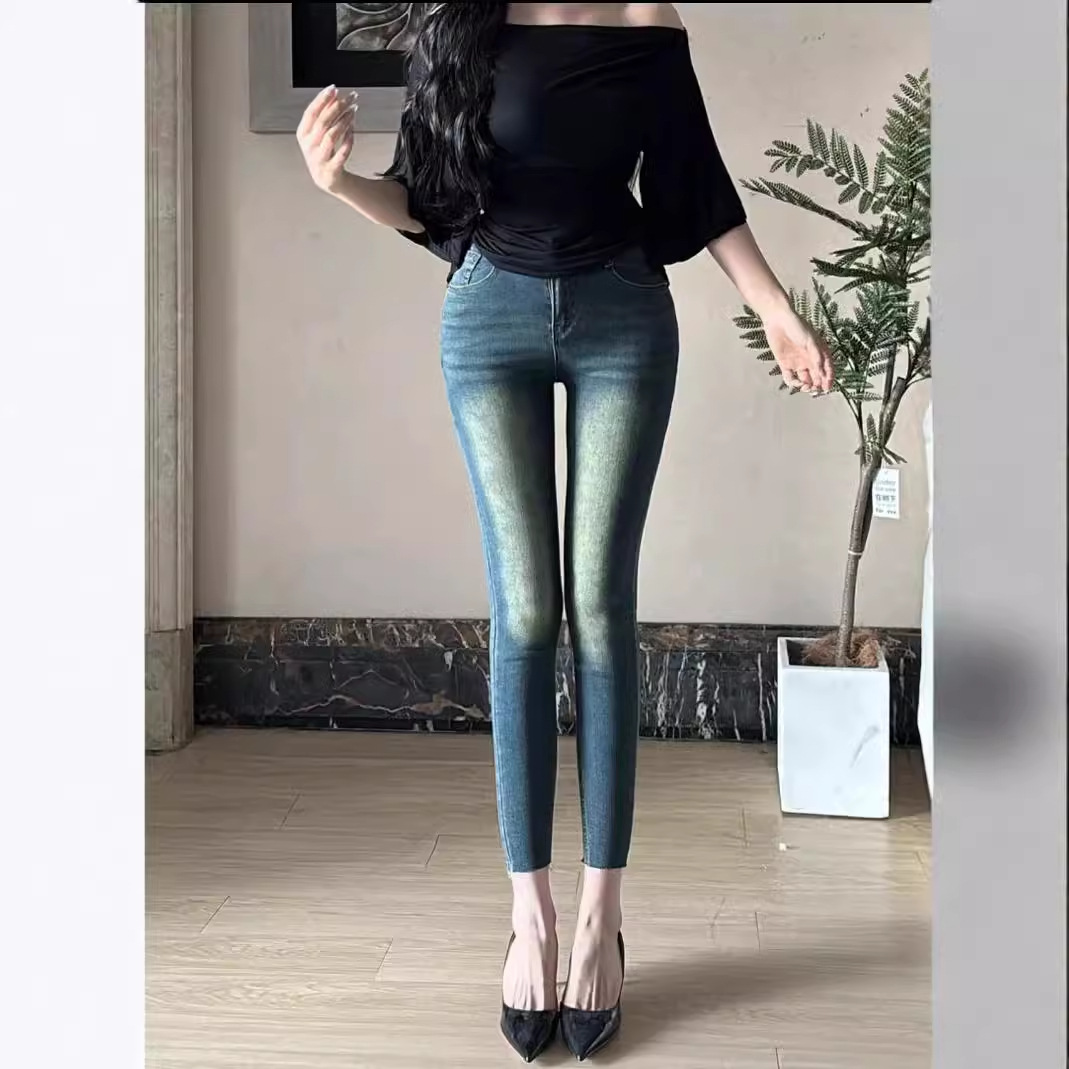 guzao beauty ~ fengqi korean style thin waist slimming stretch comfortable high waist all-matching skinny pants jeans for women ins fashion Specification drawing