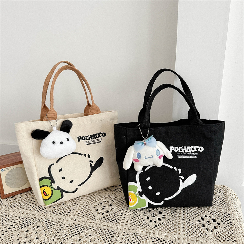 canvas bag for women ins2024 new simple commute lunch box lunch bag minority fashion mini portable small cloth bag full figure