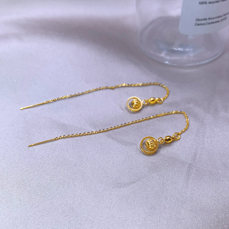alluvial gold earrings high-grade special-interest earrings women's no color fading imitation yellow metal tassel earrings cross-border copper ornament Item Picture