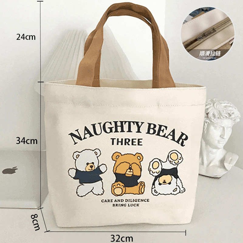 [newcomer 0.01 free shipping] bear canvas bag portable trumpeter carrying bento lunch box work handbag wholesale Application Scenario