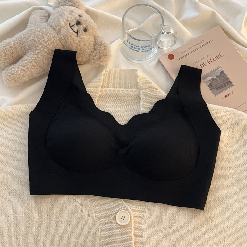 liquid foundation seamless underwear women's wireless large size bra big chest small pull-up push-up bra breathable with chest pad full figure