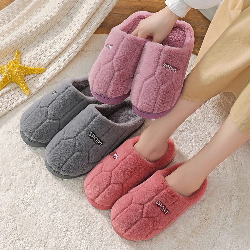 factory wholesale cotton slippers female winter household indoor warm non-slip thick bottom couple woolen slipper male autumn winter Specification drawing
