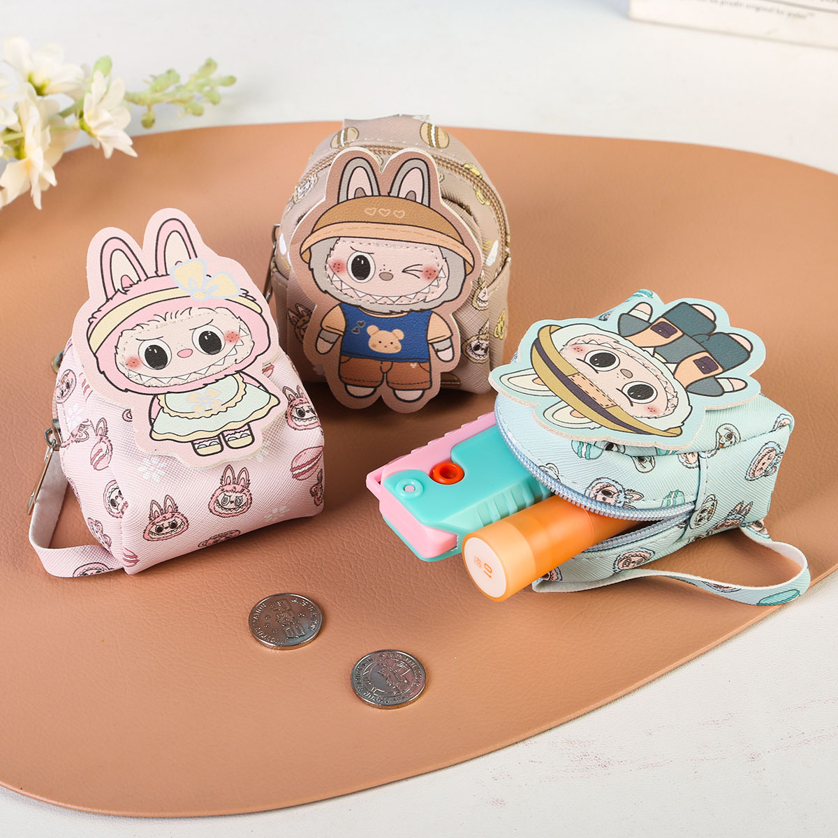 cartoon small backpack coin purse card holder lovely key buckle bag mini bag earphone bag portable carry-on Specification drawing