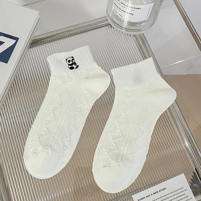 socks women's socks summer thin white japanese cute embroidered low cut socks breathable socks ins tide summer women's boat socks full figure
