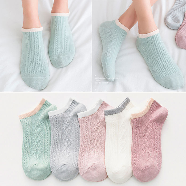 short socks men's summer cotton socks black invisible boat socks deodorant and sweat-absorbing spring and autumn sports white in thin section ins fashion full figure